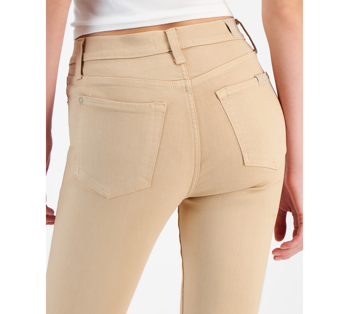7 For All Mankind High Waisted Slim Kick Flare Jeans In Brunette & Cafe Crema In Caramel Coated
