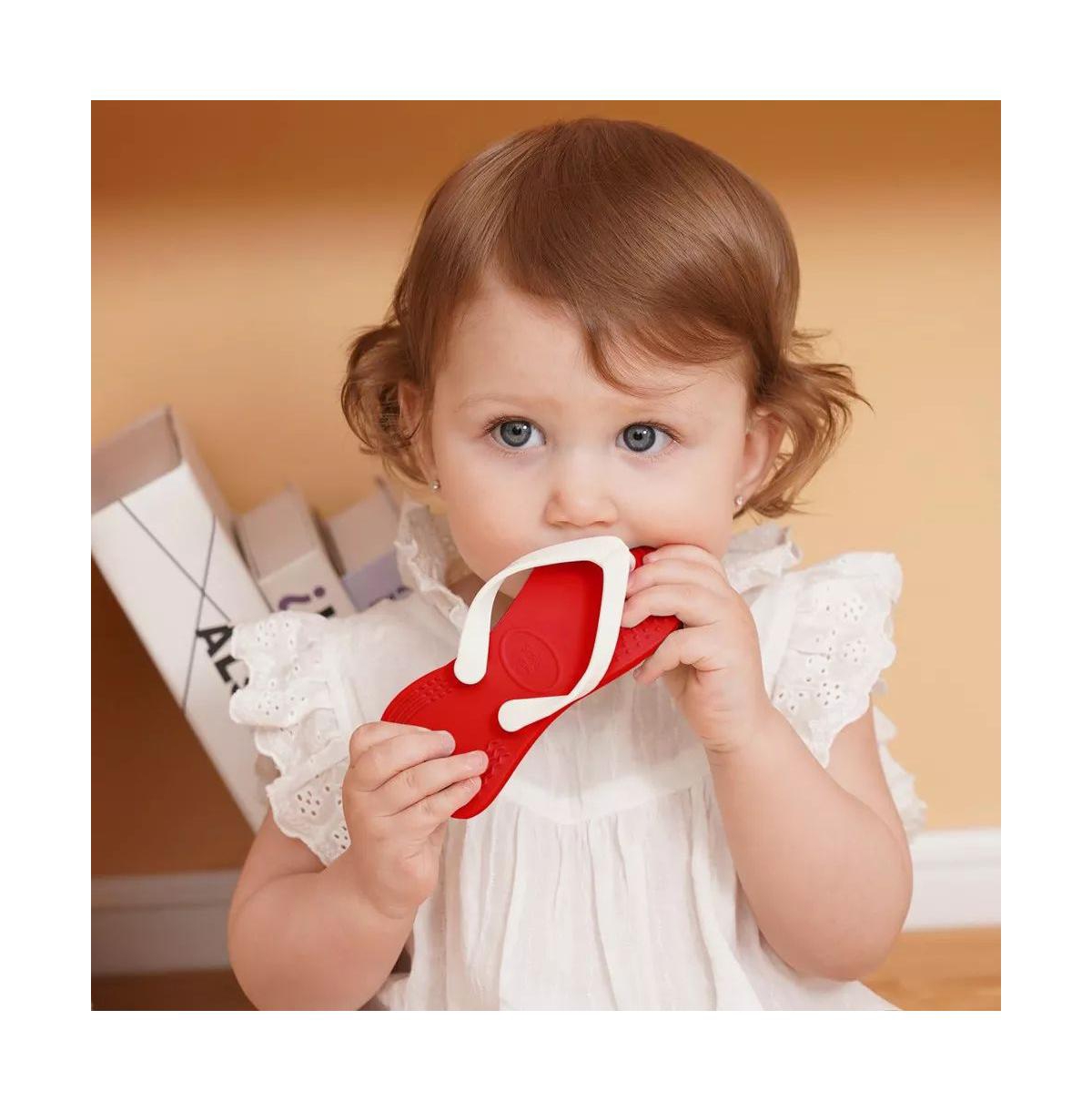 Smily Mia Wearable Baby Flip Flop Teether Toy Pair for Infants 3 Months Plus, Adorable Baby Toy for Soothing Teething Pain - Orange