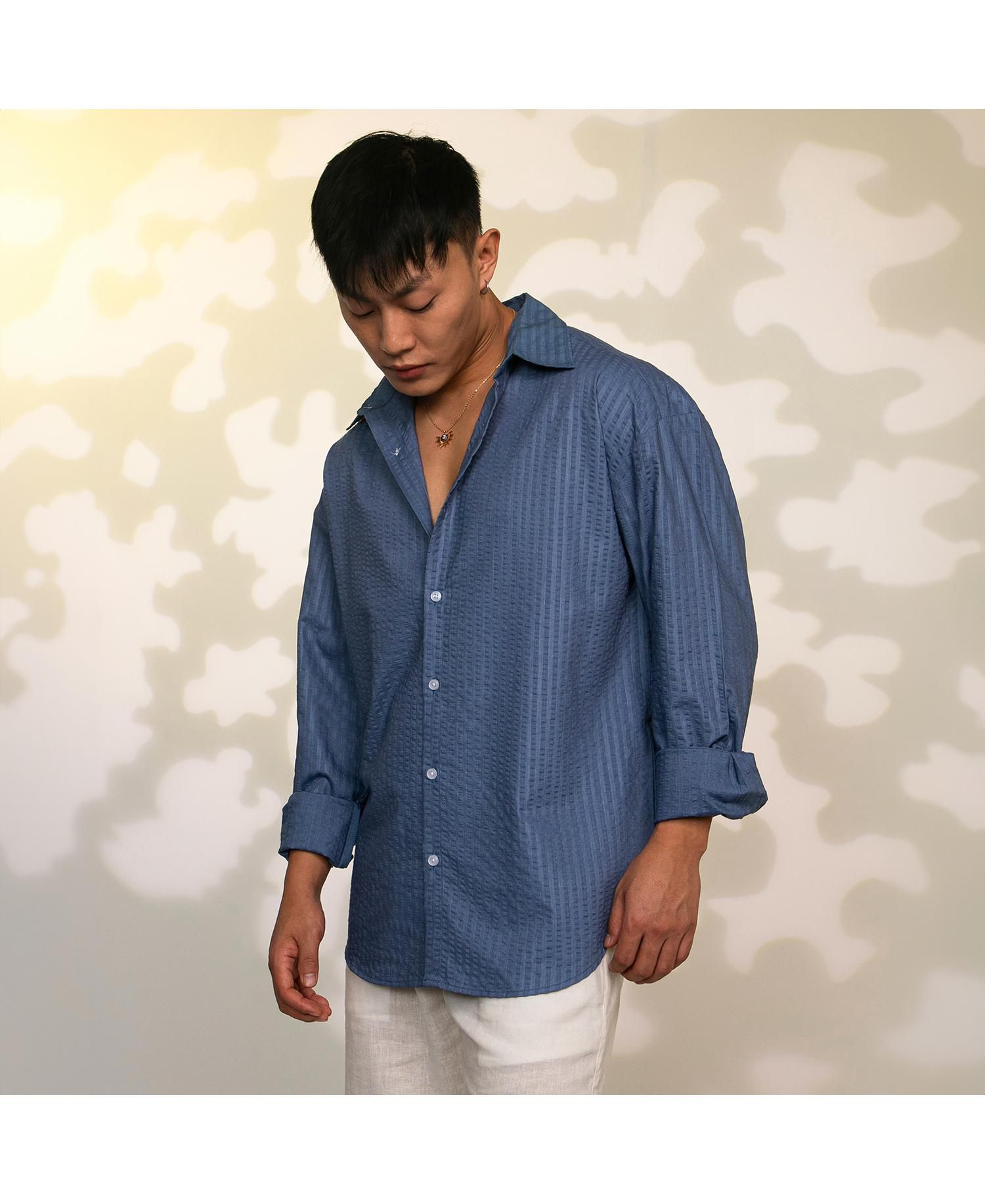 Men's Lapis Blue Candy-Textured Shirt