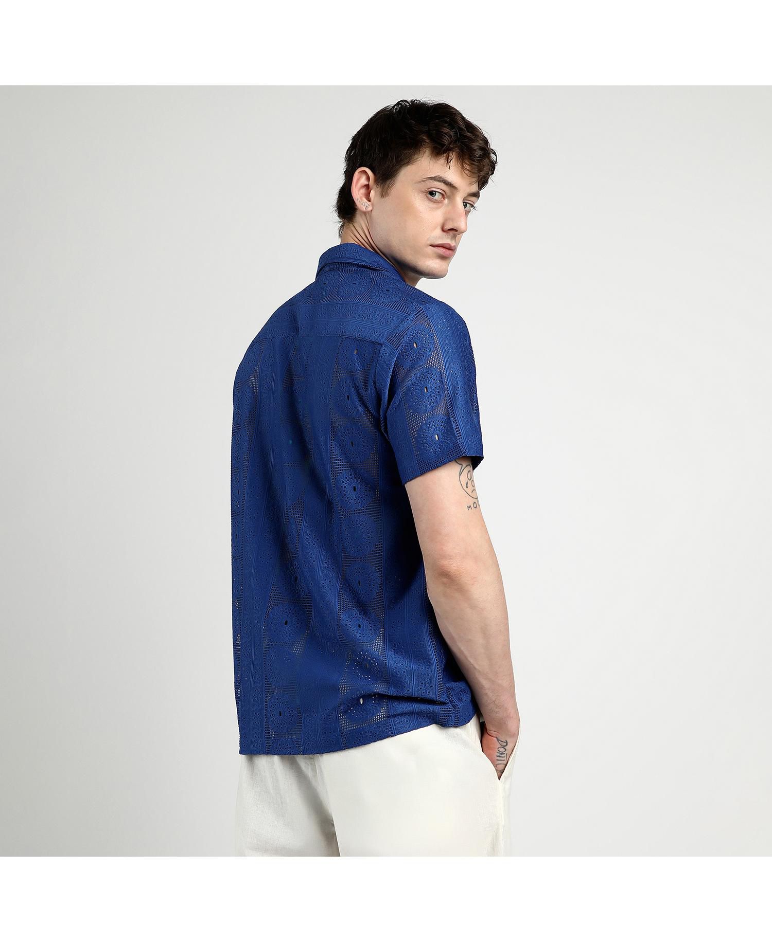 Men's Indigo Blue Mandala Shirt
