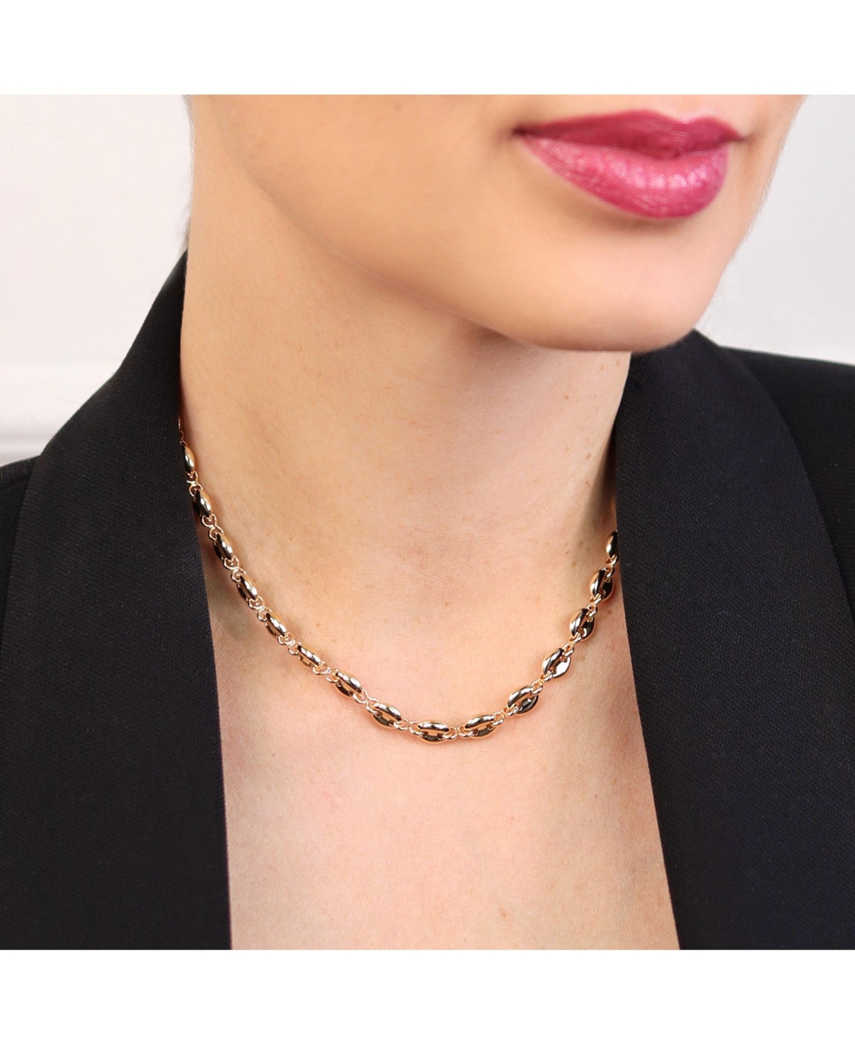 Bling Jewelry Yellow Gold Plated Nautical Anchor Link Puff Mariner Chain Choker Necklace 6MM Wide 15Inch