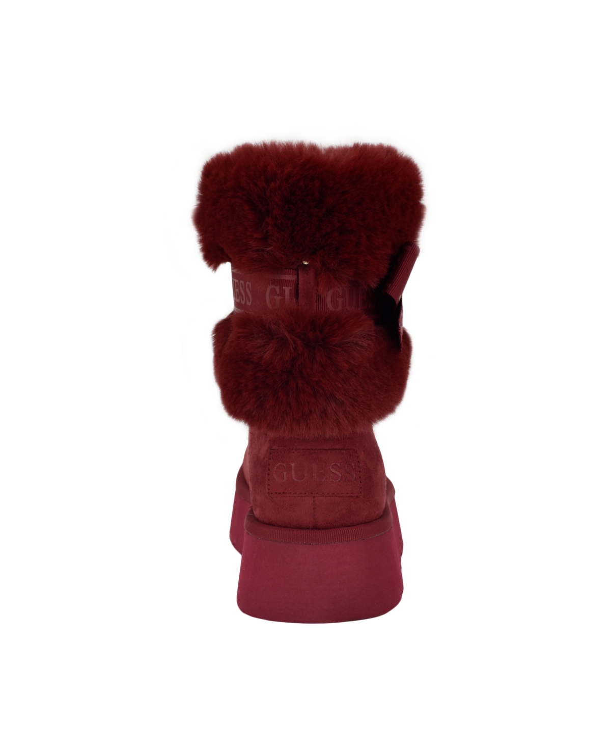 Guess Denla Faux Fur Bootie In Dark Red