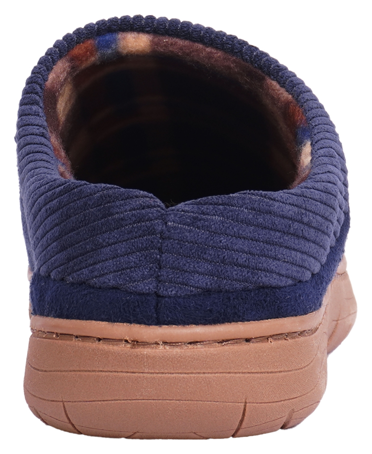 Weatherproof Men's Microsuede Clog with Corduroy Collar Fleece Plaid Liner and Indoor-Outdoor Sole Shoe