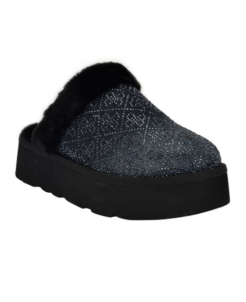Женские тапочки GUESS Danikas Slip-On Slippers, цвет: Чёрный джинсовый бархатный