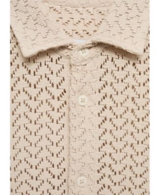 Men's Openwork Knitted Cotton Shirt