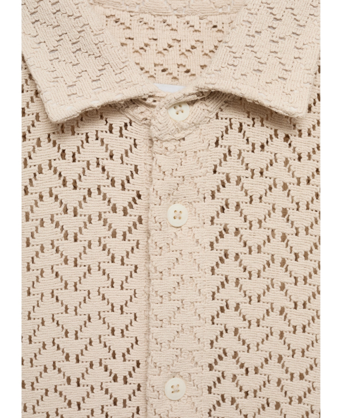 Mango Men's Openwork Knitted Cotton Shirt