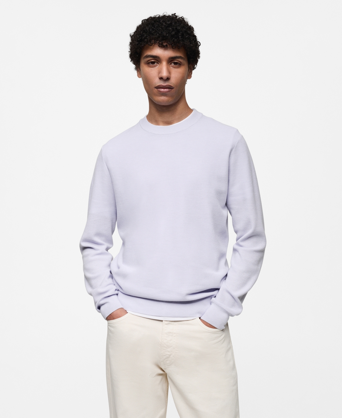 Mango Men's Fine-Knit Cotton Sweater