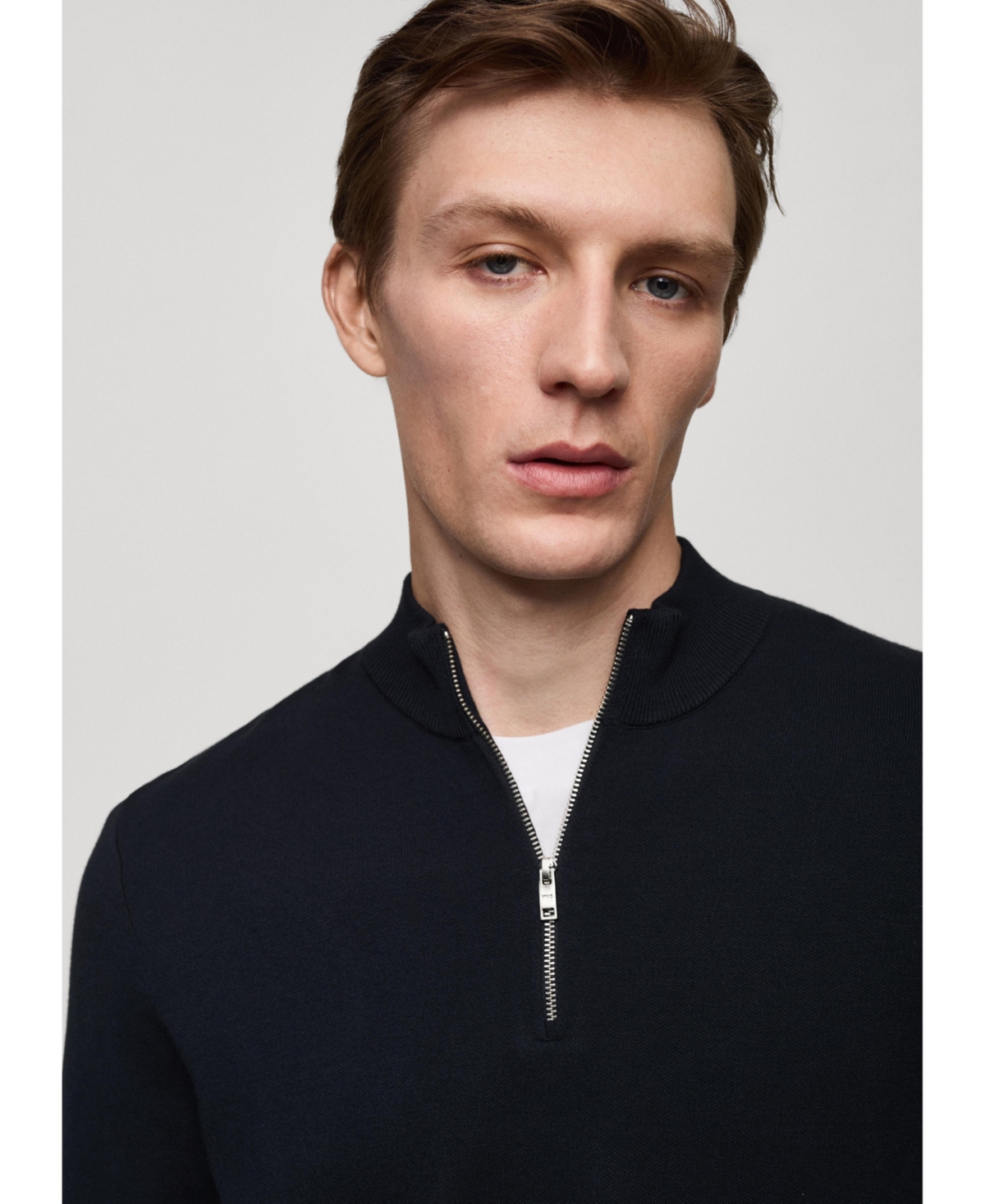 Mango Men's Zipped High Collar Sweater