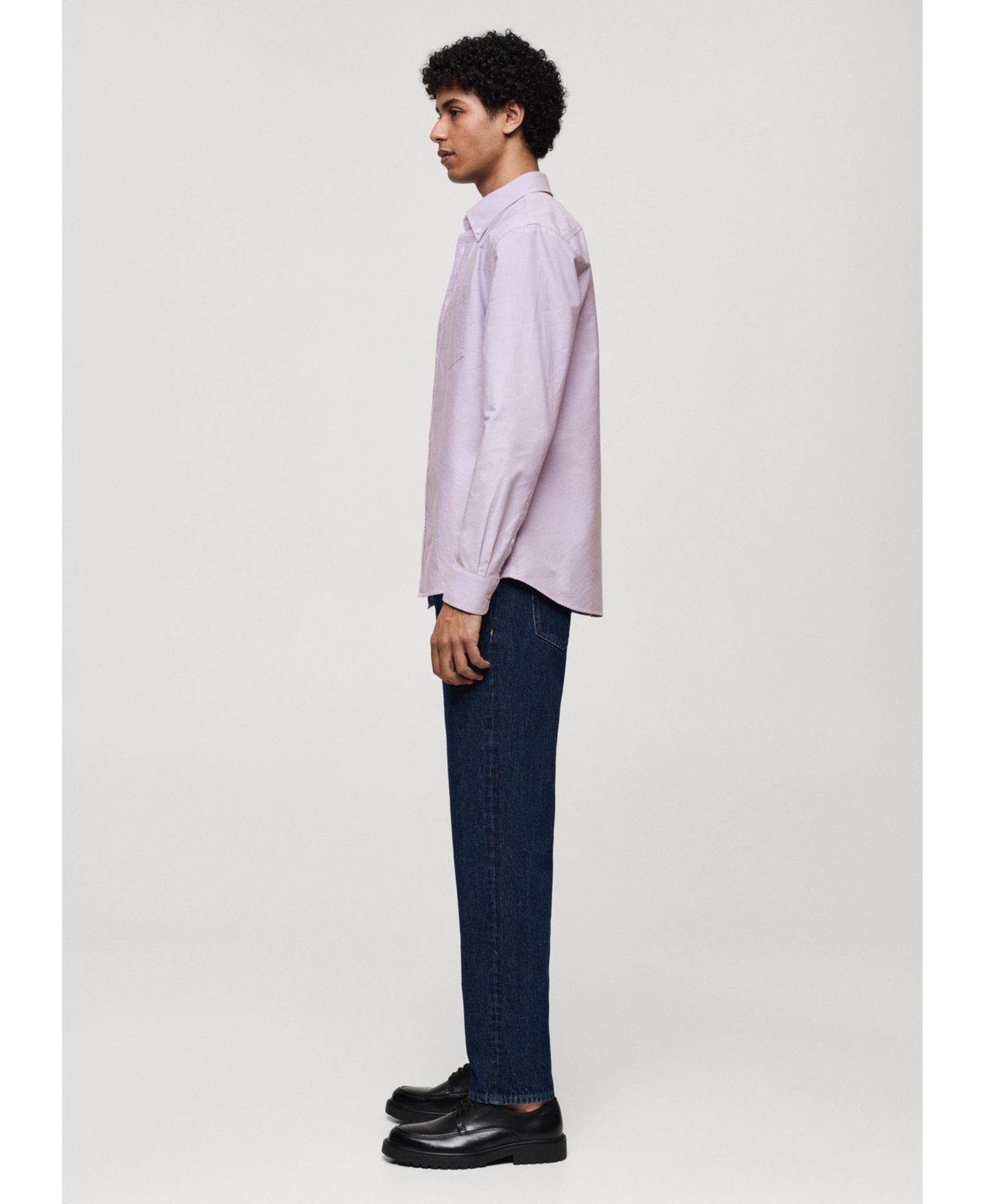 Мужская рубашка Mango Oxford Cotton, цвет: Фиолетовый — фото 2