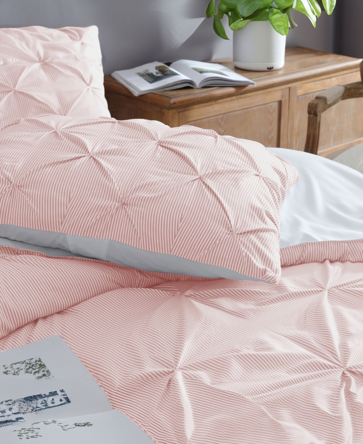 Swift Home Classic Stripes Pintuck 3-pc. Comforter Set, King In Pink