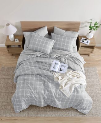 Grid Plaid Reversible 7-Pc. Comforter Set, Queen