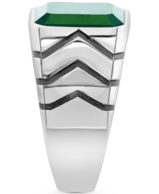 EFFY&reg; Men's Green Onyx (3-3/4 ct. t.w.) Statement Ring in 14k Gold Over Sterling Silver & Sterling Silver