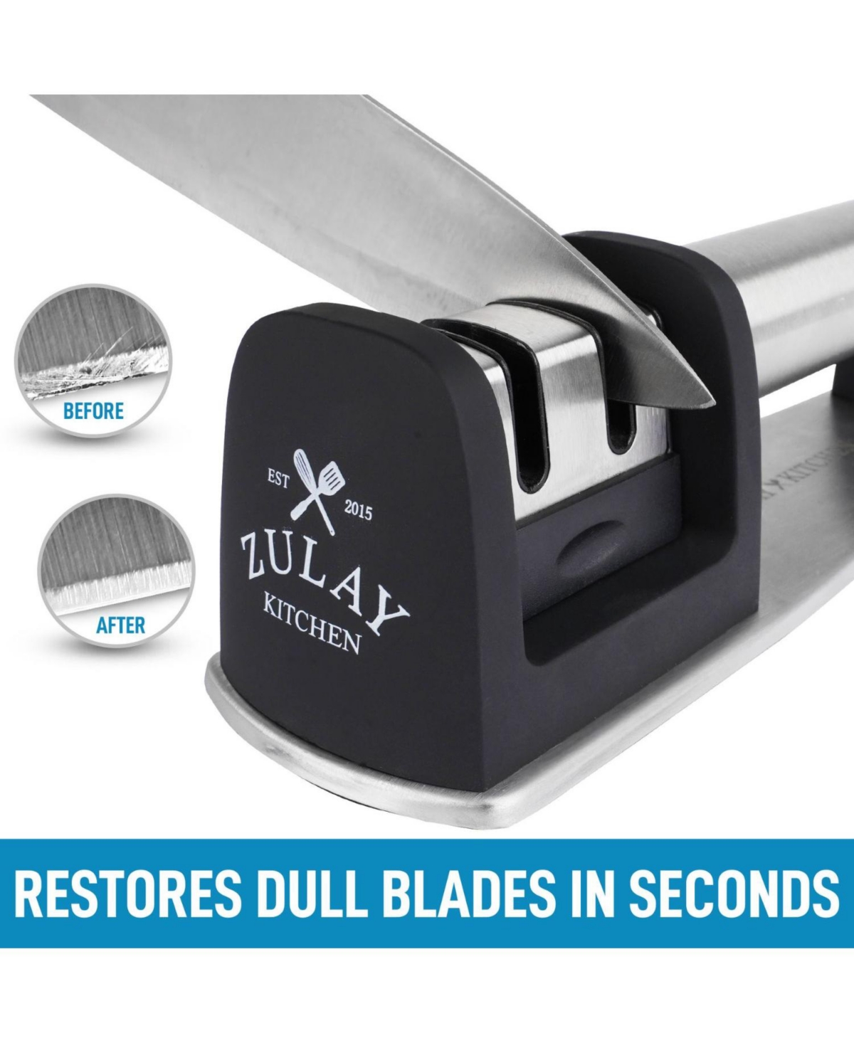 Premium Quality Knife Sharpener for Straight and Serrated Knives Stainless Steel Ceramic Tungsten