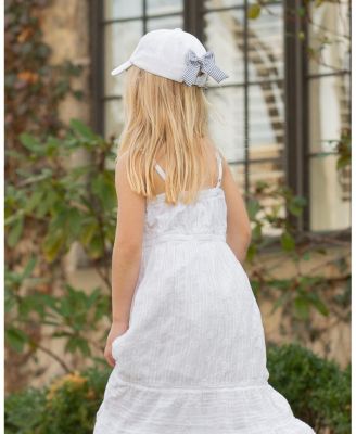 Girls  American Flag Bow Baseball Hat in White