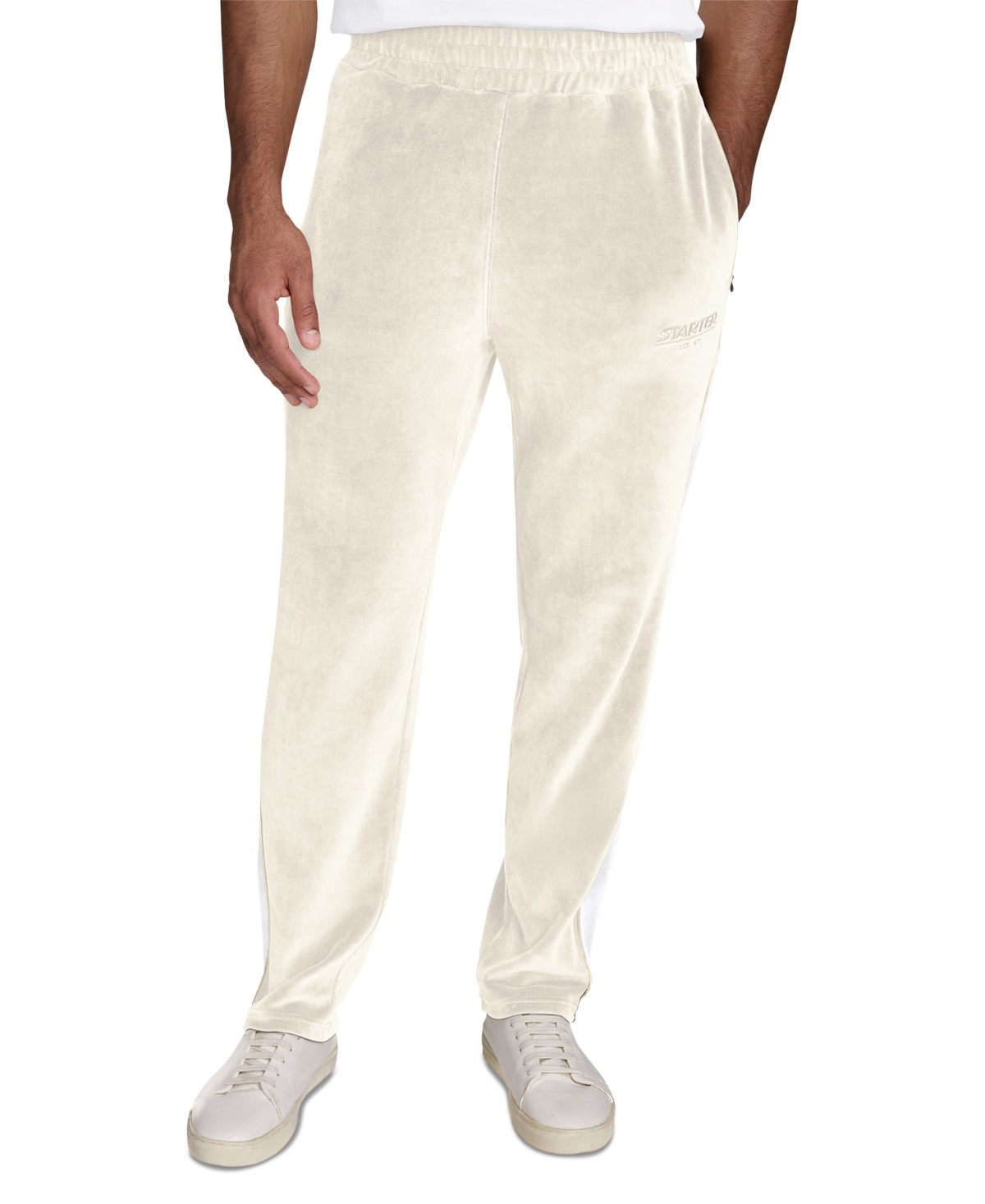 Men's Regular-fit Velour Track Pants In Eggnog