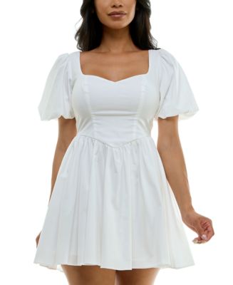 【ほつれあり】Ameri PUFF SLEEVE FLARED DRESS B Darlin Juniors' Puff-Sleeve Bow-Back Fit & Flare Dress