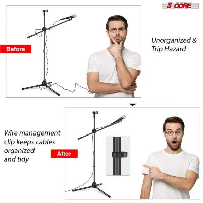 Mic Stand Floor Height Adjustable Tripod Microphone Stands w Extending Telescoping Boom Arm - MS DBL