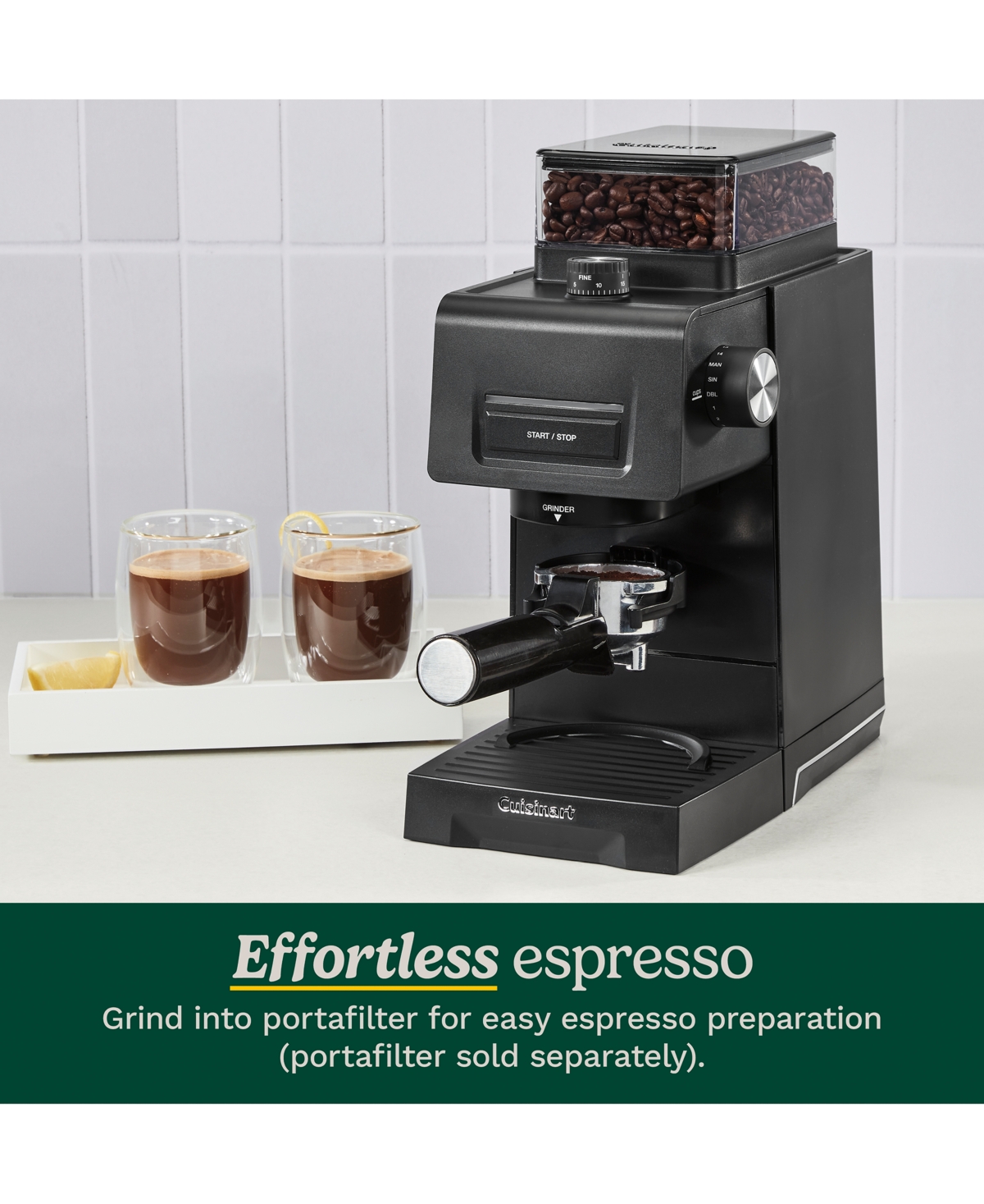 Cuisinart Cbm-22 Espresso Coffee Conical Burr Grinder In Black