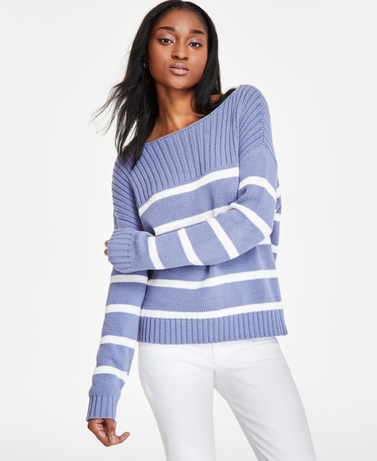 LUCKY BRAND WOMEN'S STRIPED BOAT-NECK SWEATER 