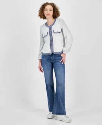 ジャケット LOEUVRE Collarless Boucle Jacket SW4XJ47421 Liverpool Los Angeles Women's Collarless Frayed-Edge Jacket