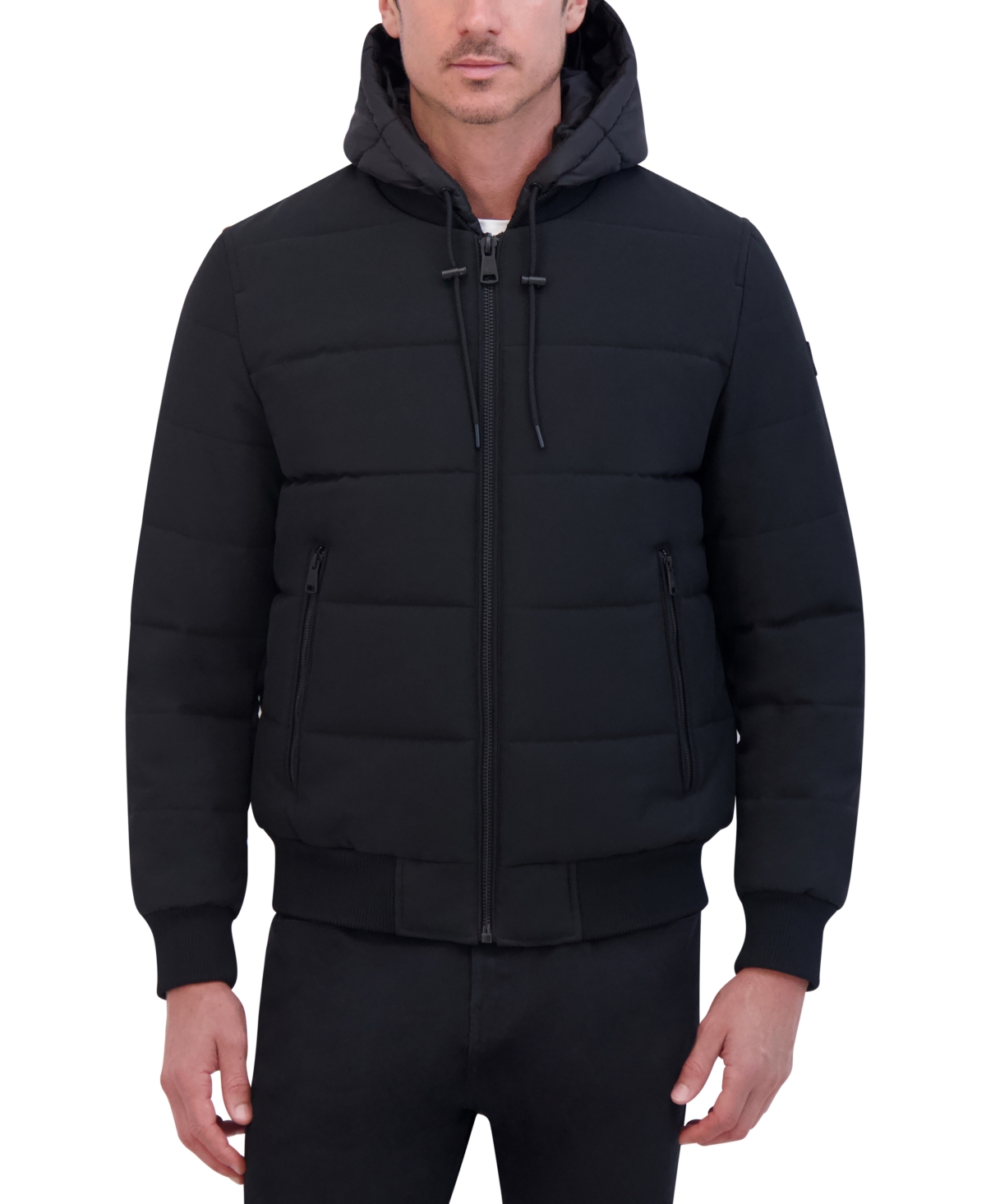 Kenneth Cole Oxford Hooded Bomber Jacket In Black ModeSens - Main Image