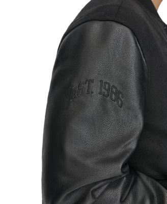 Men's Mixed-Media Varsity D Bomber Jacket