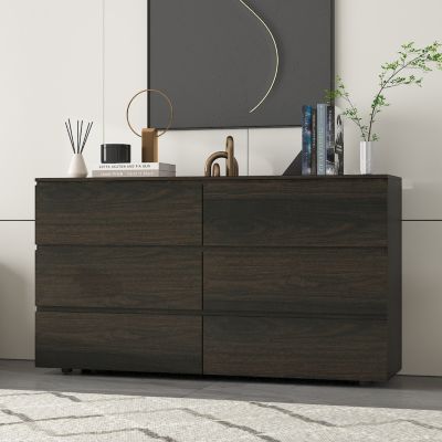 6-Drawers Wood Chest of Drawer Cabinet Organizer Dresser