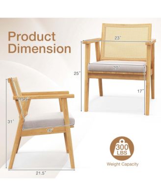 Mid Century Modern Accent Chairs Set of 4 with Breathable Rattan Back Dining Room