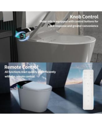 Smart Toilet Bidet with Tank Built in, Auto Open Close Lid, Foot Sensor, Heated Seat, Warm Water Sprayer & Dryer, Aromatherapy System, Modern Toilet with LED Nightlight