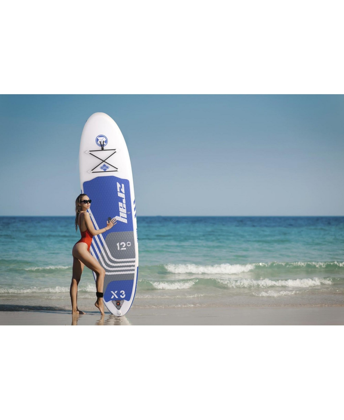 Zray 12' X-Rider Epic X3 Inflatable Sup All Around Paddle Board Kit, Blue/White