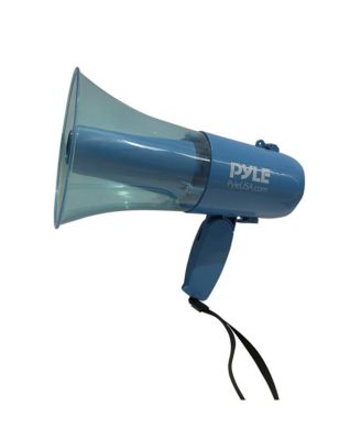 Pyle Megaphone Siren Bullhorn Speaker With Rechargeable Battery, Transparent Blue