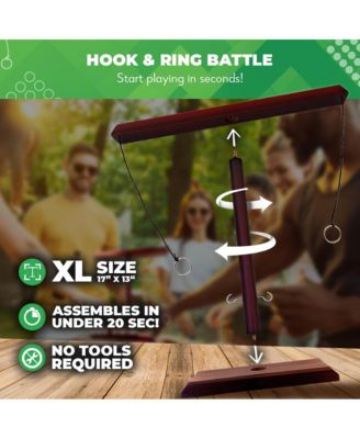 Battle Hooks - XL 2 Player Hook and Ring Game with Shot Ladder - 5+ Games Included - 20 Second Set Up - Ring Toss Game
