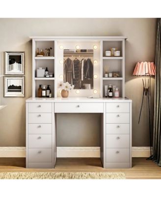 Vanity Desk with LED Lighted Mirror – Makeup Table with Drawers for Bedroom or Dressing Area