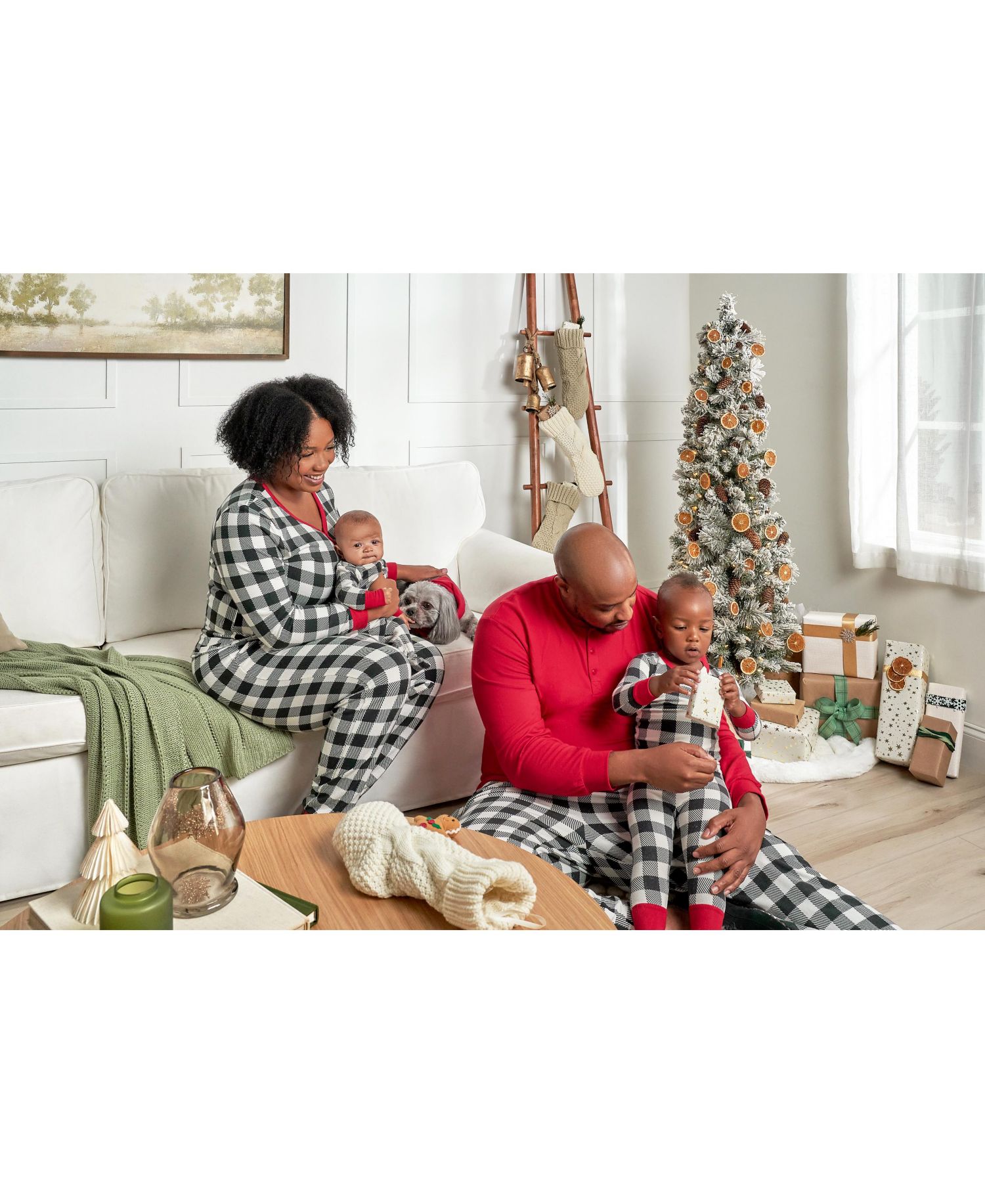 Baby Girls Holiday Family Pajamas Neutral One Piece Footed