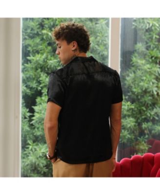 Men's Midnight Black Solid Satin Shirt