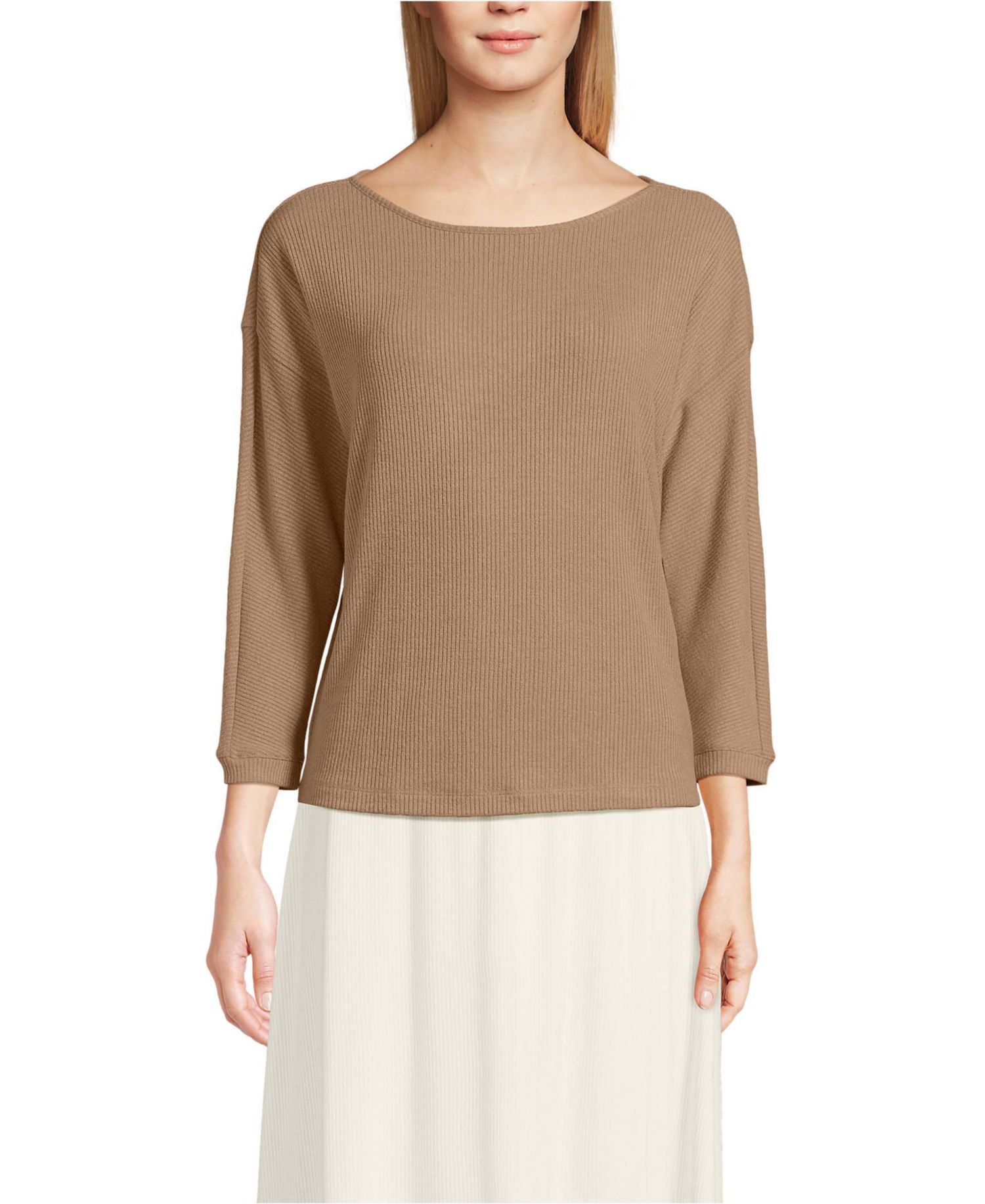 Women's 3/4 Sleeve Cozy Rib Dolman Top