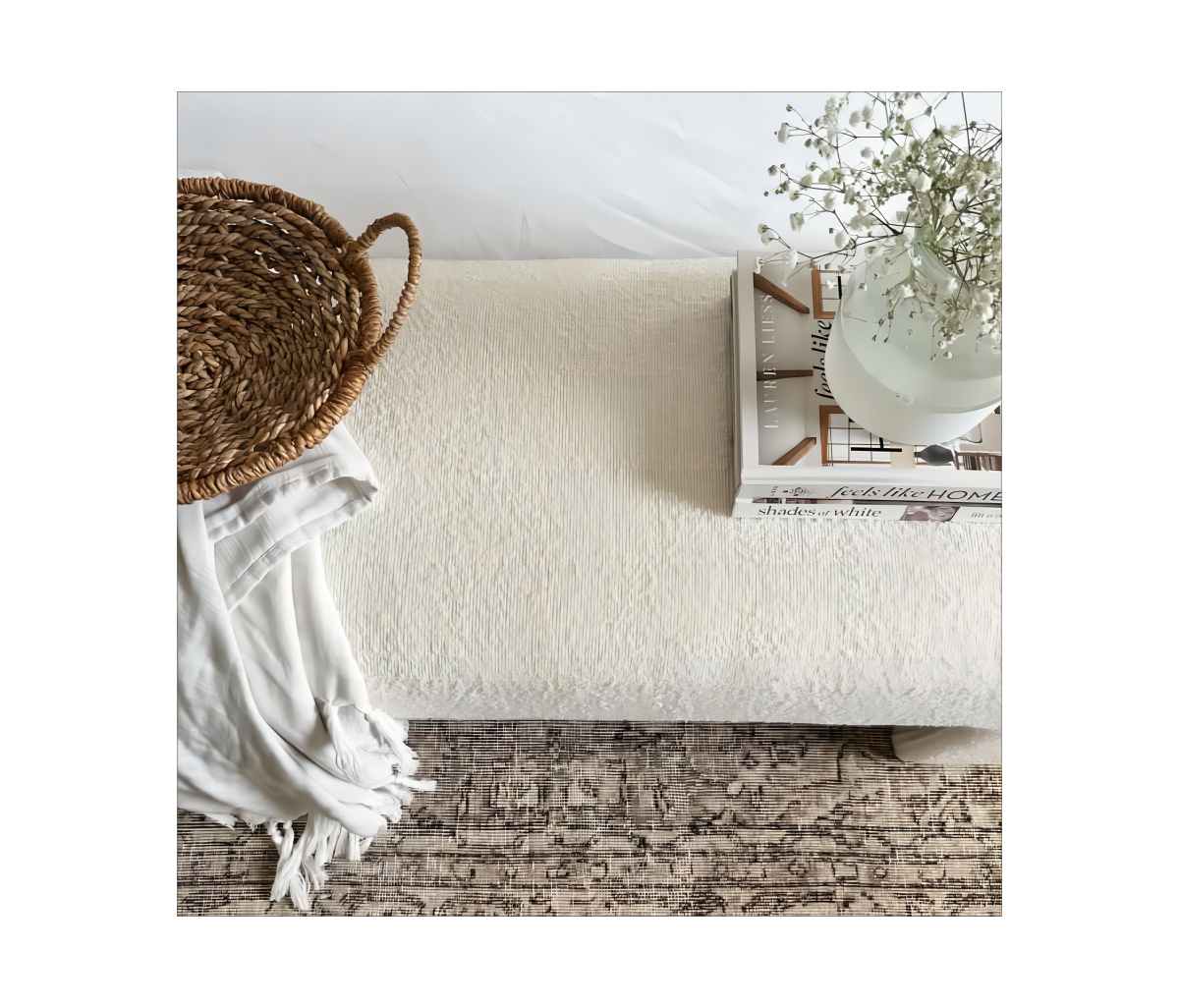 Maison Boucle 47" Upholstered Large Boucle Waterfall Bench Look Storage Bench-Maison Boucle
