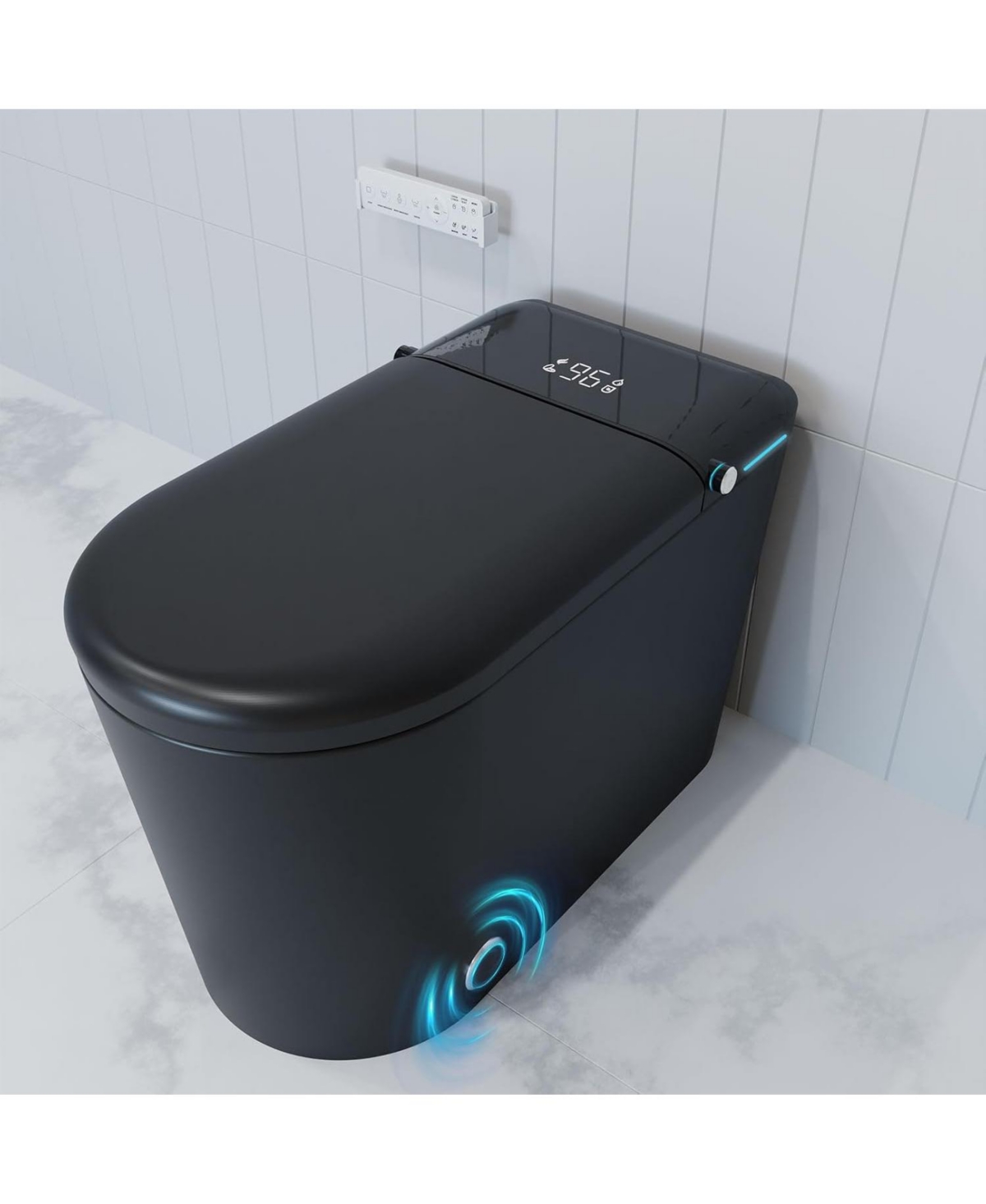 Smart Toilet with Bidet Built in, Auto Open & Close, Elongated Heated seat, Foot Sensor Flush, Led Display, Warm Water Wash, Dryer, Night Ligh