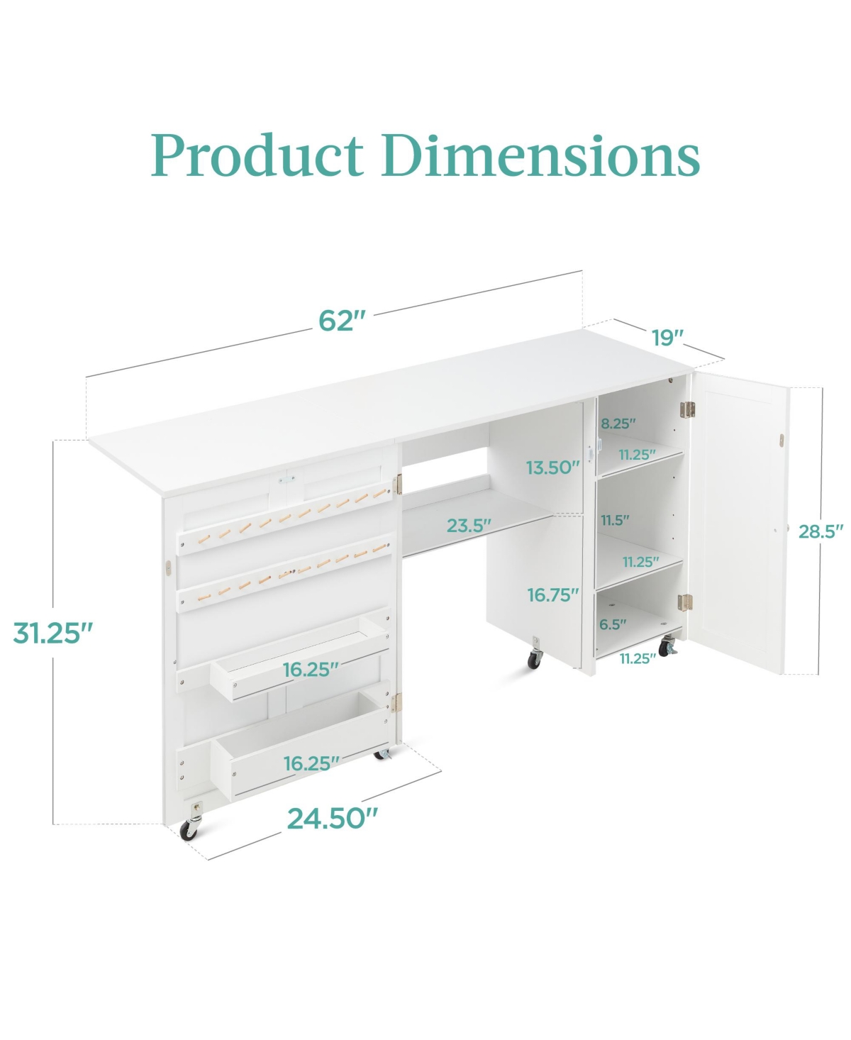 Best Choice Products Portable Multipurpose Folding Sewing Table w/ Magnetic Doors, Craft Storage