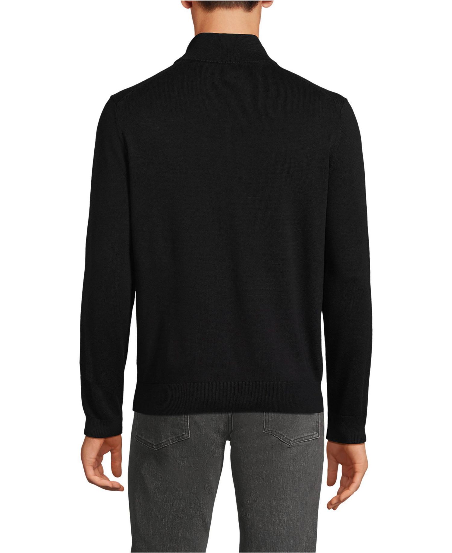 Men's Long Sleeve Fine Gauge Cotton Quarter Zip Sweater