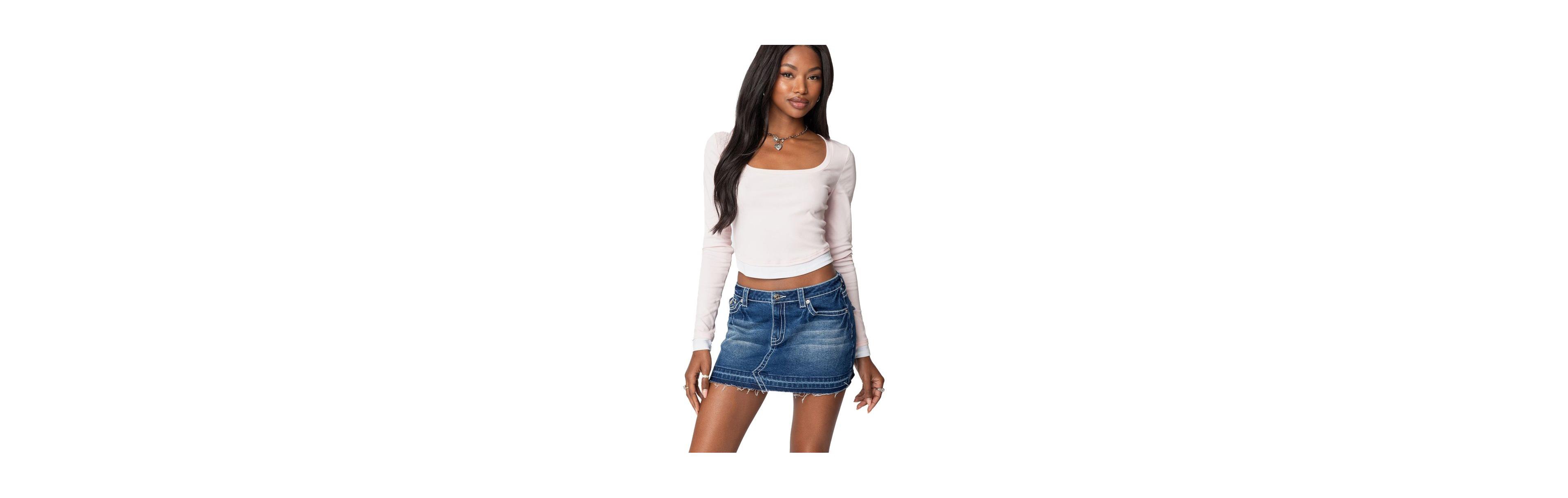 Edikted Womens Nykita Layered Long Sleeve T Shirt