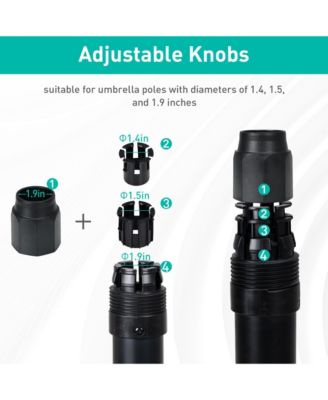 Patio Umbrella Base With Wheels, Heavy Duty Fillable Market Umbrella Stand For Patios, Poolside, Garden With 4 Wheels, 2 Locks And Adjustable Knob- Brown