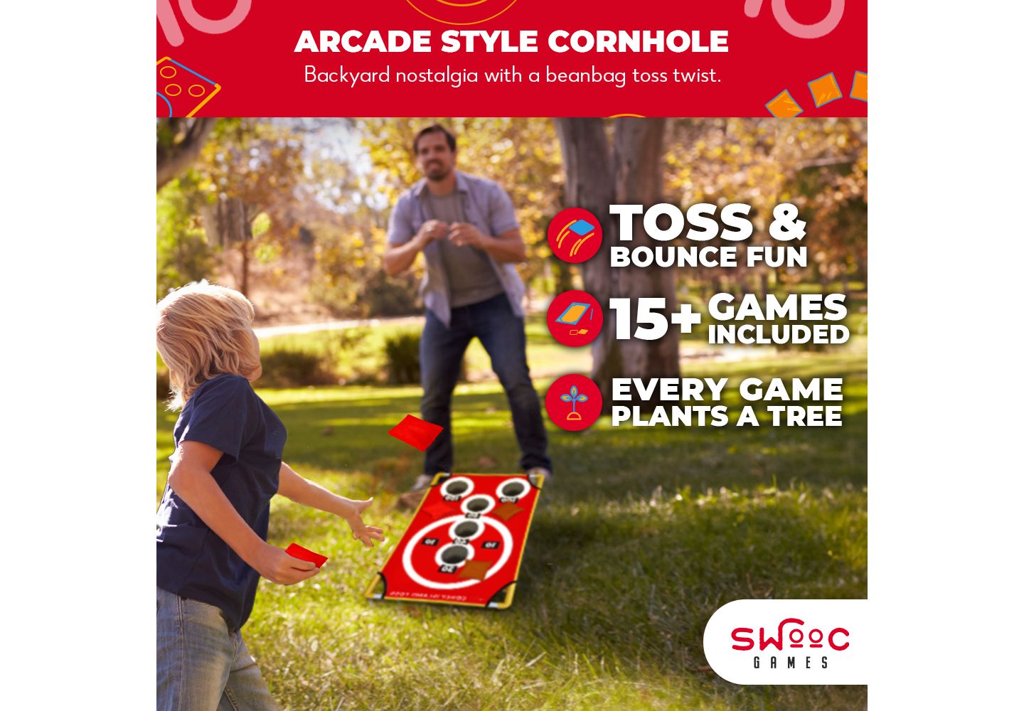 Детские игрушки SWOOC Coney Island Toss 15+ Games Bounce Bean Bag Toss Game, Ages 6+ — фото 2