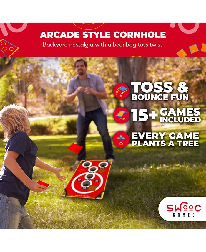 Coney Island Toss - Boardwalk Inspired Cornhole Bounce Game (15  Games Included) - PVC Corn Hole Bean Bag Toss Game - Red - Medium