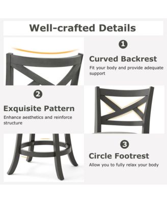 Swivel Bar Stools Set of 4 Counter Height Chairs with Hollow Back Soft-padded Seat