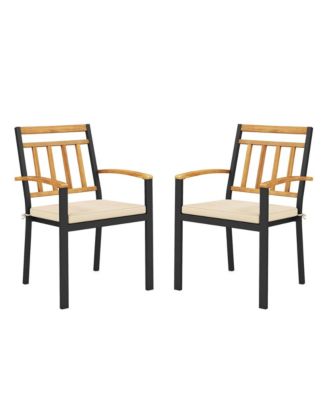 Patio Dining Chairs Set of 2 Metal Outdoor Chairs with Removable Padded Cushions