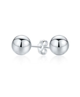 Basic Simple Round Bead Ball Stud Earrings Polished .925 Sterling Silver