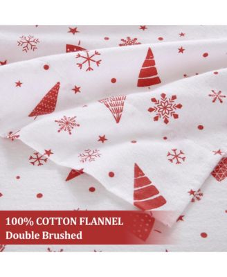 Christmas Cotton Flannel 4-Pc. Bed Sheet Set, King