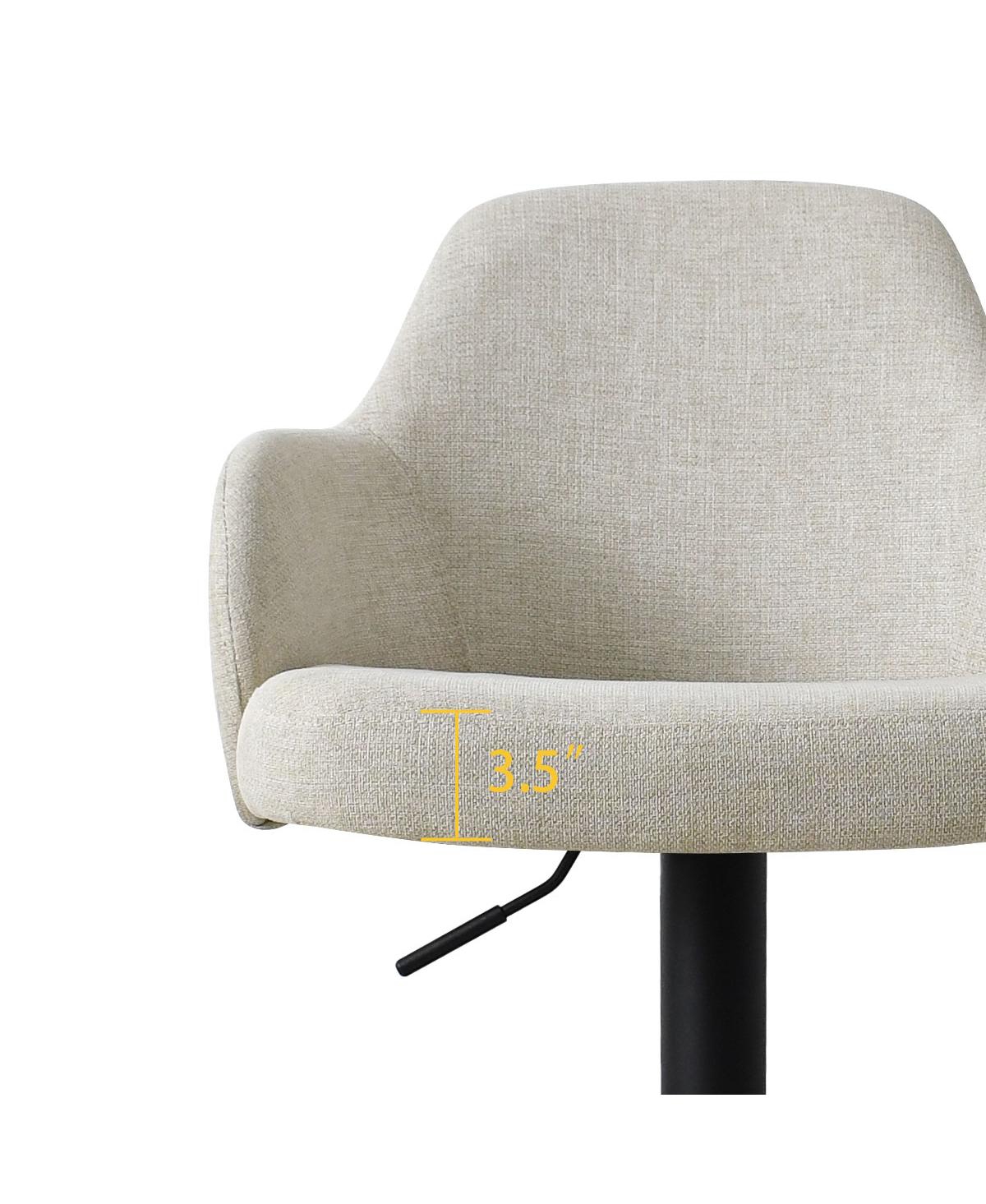 Maison Boucle Set Of 2 Armrest Upholstered 360° Swivel Adjustable Barstool With Black Legs-Maison Boucle -fabric