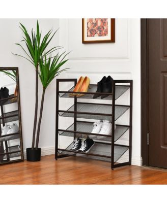 4-Tier Shoe Rack Adjustable to Flat Slant Shoe Organizer Holder Stand